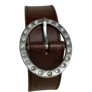 AEO Genuine Leather Brown Belt Size M Studded Circle Buckle Western Boho Casual